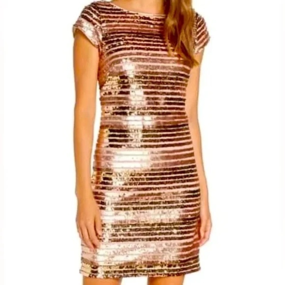 Sequin Striped Gold Dress